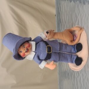 Annalee 8" Blue Gray Pilgrim Boy with Fawn - NWT #3159 1994